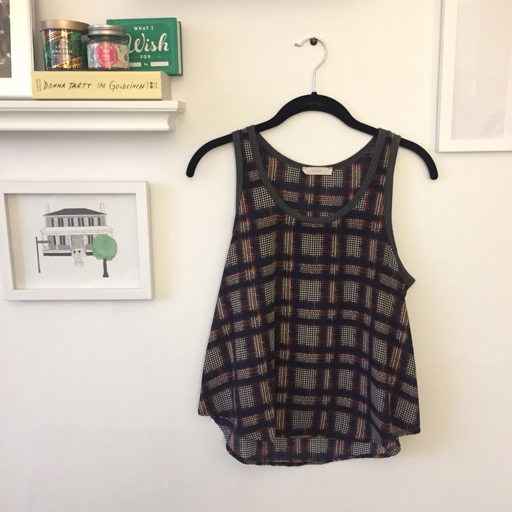 Lush Plaid-Pattern Tank Top